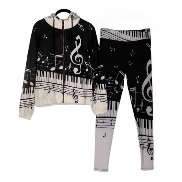 The Unbranded Brand Pants - 🎵Unisex 2 Piece tracksuit Music Notes Musical Piano Keys🎵